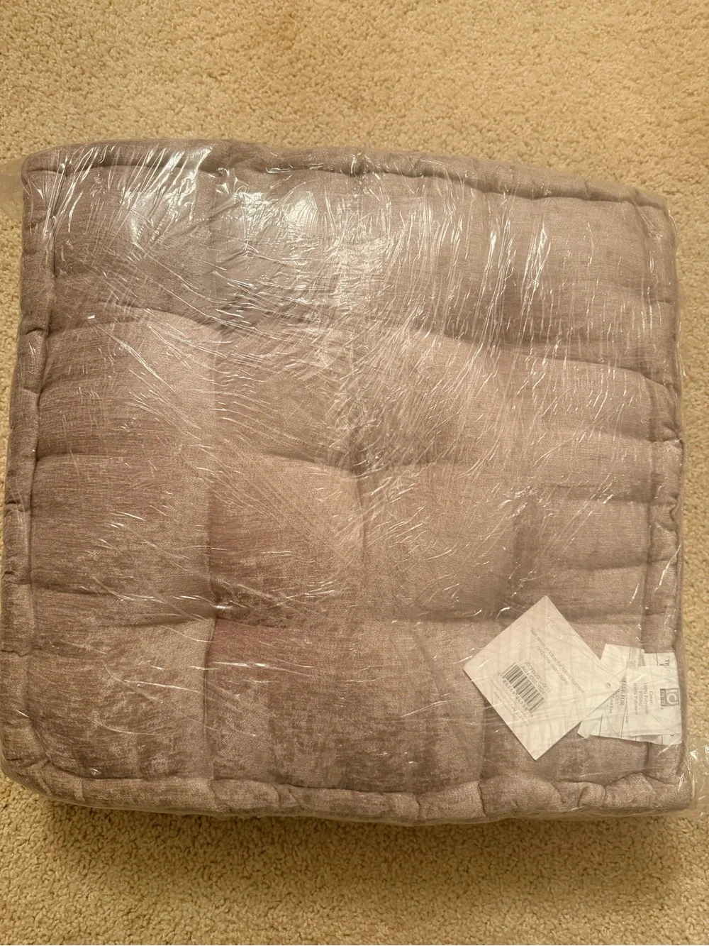 Plush Tufted Square Floor Cushion - Taupe